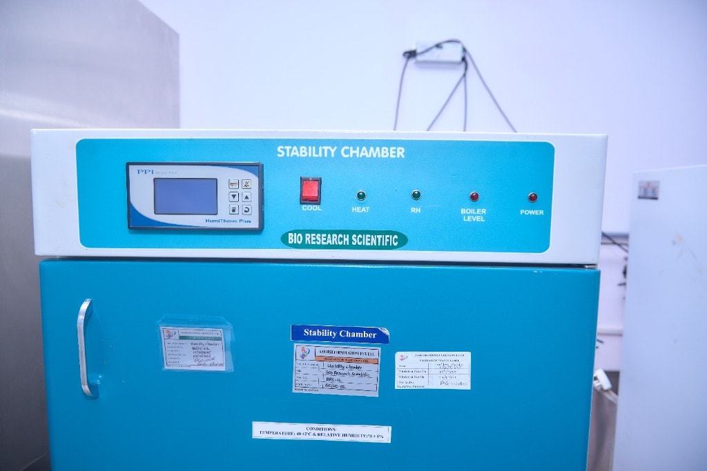 Stability chamber set to 40°C and 75% relative humidity